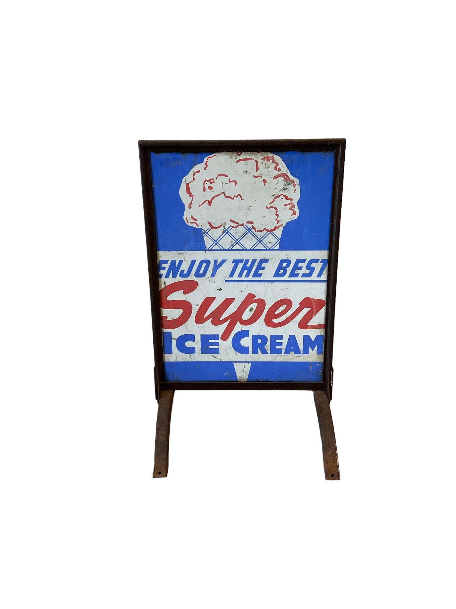 Ice Cream Parlor Sidewalk Sign - metal 32"H,   20 1/2" (side-side),   22 1/4" (at feet) (1 of 4)