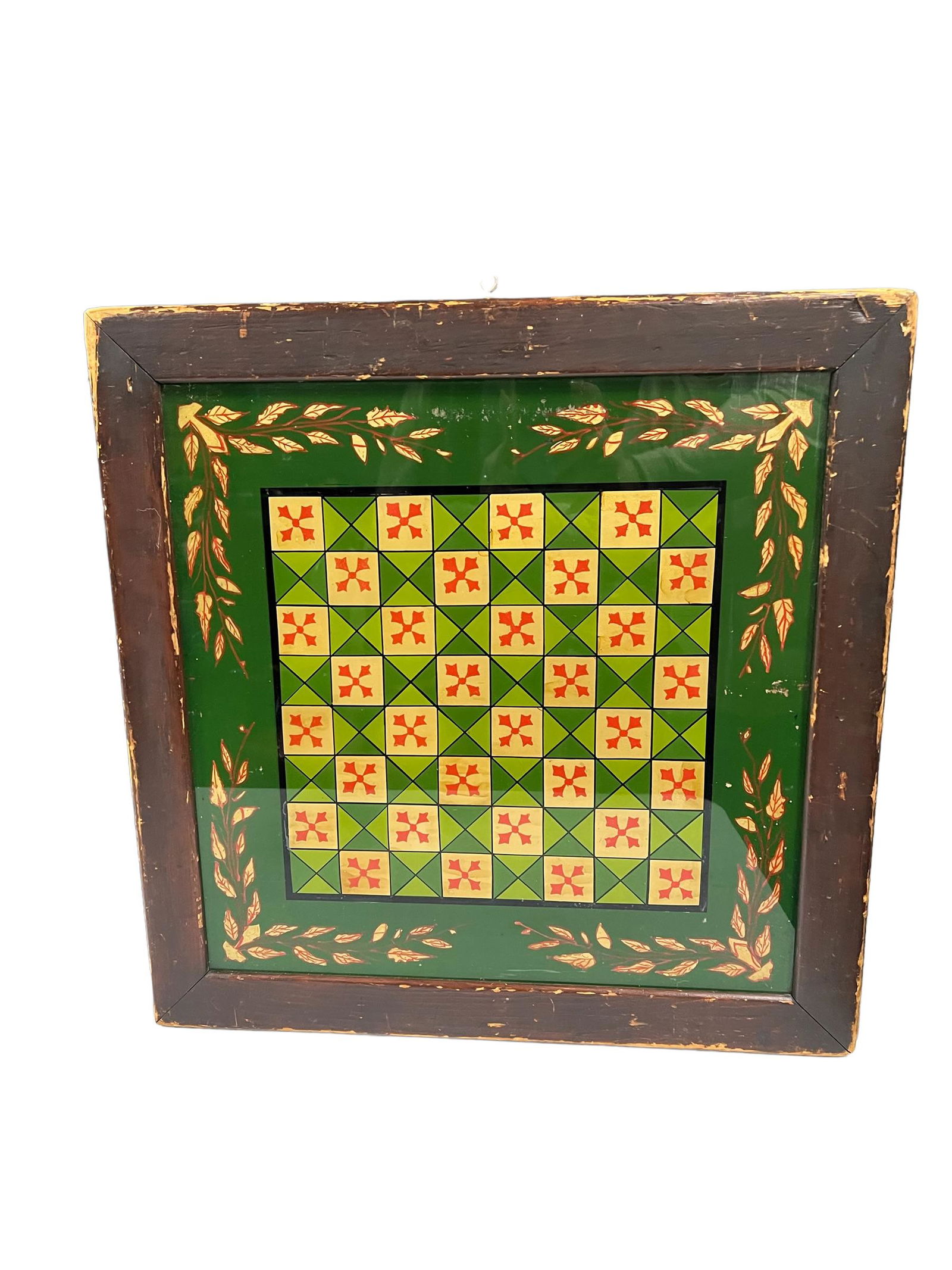 19th C. Glass Game Board 21" x 21 1/2" (1 of 4)