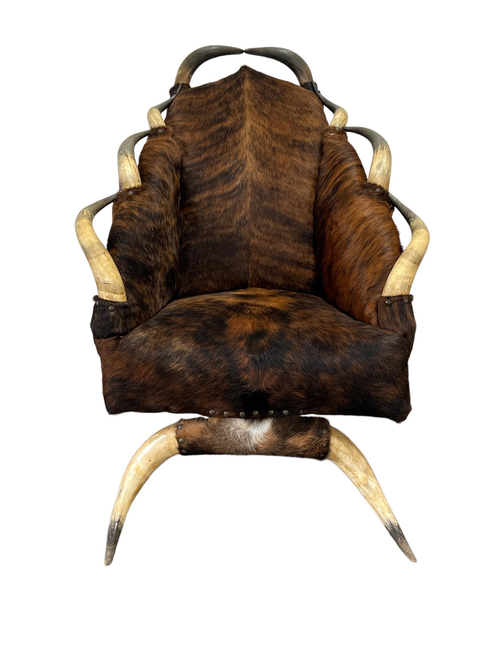 Texas Ranch Cowhide Horn Chair 46 1/2"H x 29"L x 38 3/4"W Seat 20"H (1 of 5)