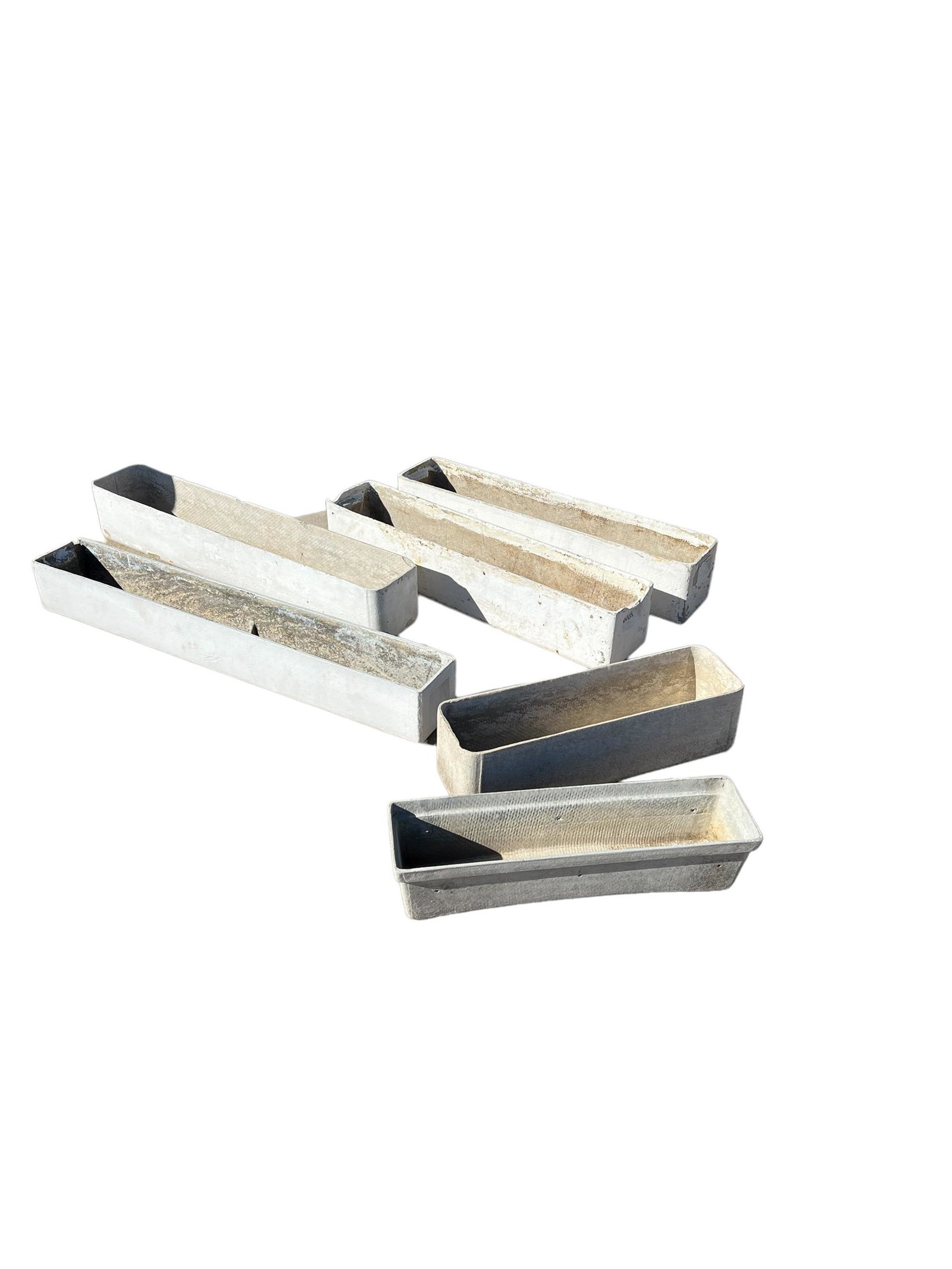 6 PC Willy Guhl Window Boxes 6"H x 43"L x 6"W largest 6"H x 24 1/4"L x 6 1/4"W smallest: 6 PC Willy Guhl Window Boxes 6"H x 43"L x 6"W largest6"H x 24 1/4"L x 6 1/4"W smallest