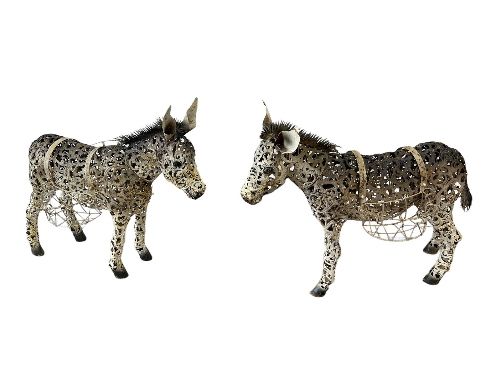 Pair of Folk Art Metal Donkey Planters 32 3/4"H,   40"L,   10 1/4"W        ea. (1 of 6)
