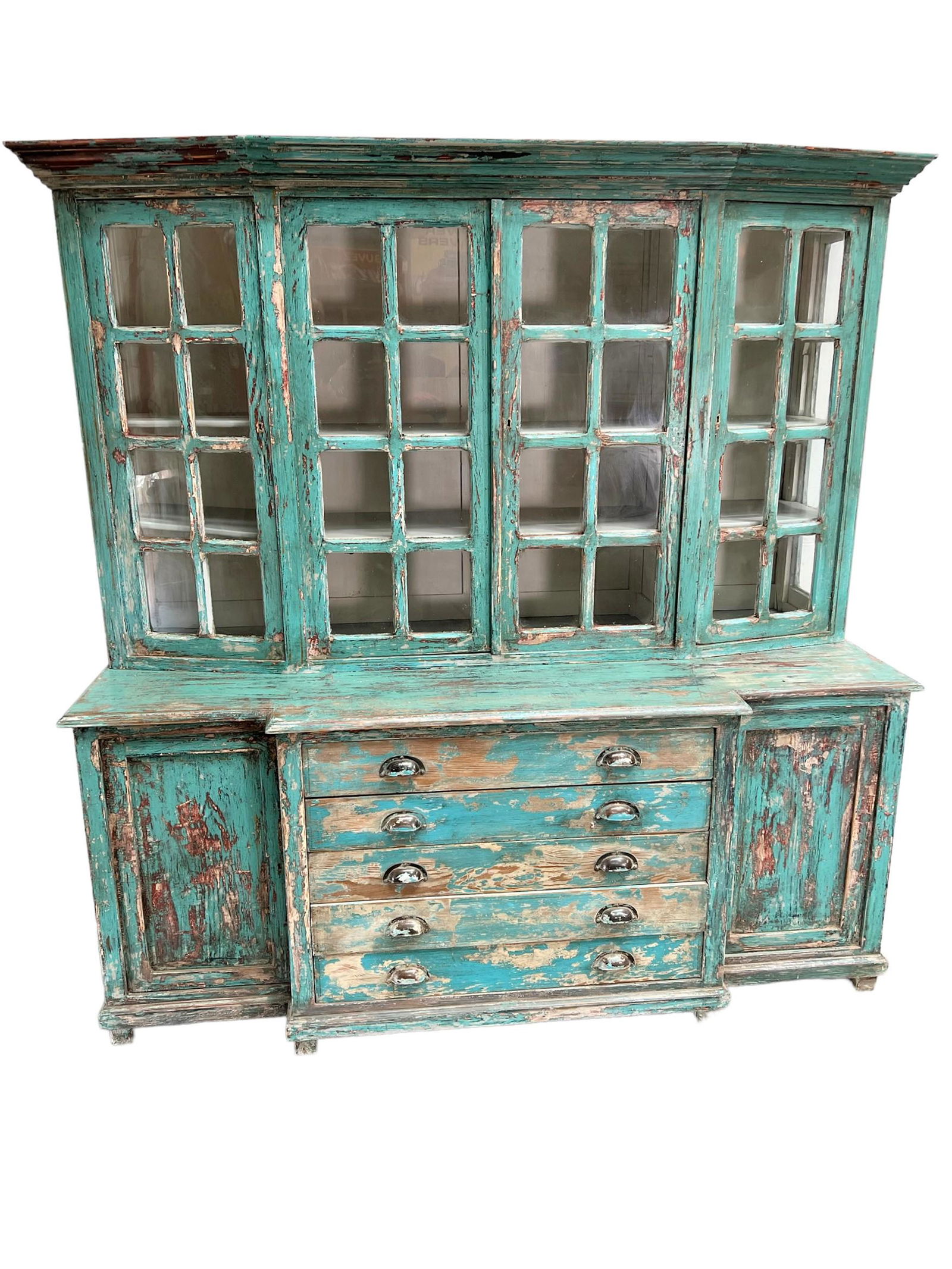 French Painted Two Piece Cupboard 72 3/8"H,   72 3/4"L(crown),   29 1/4"W (1 of 9)