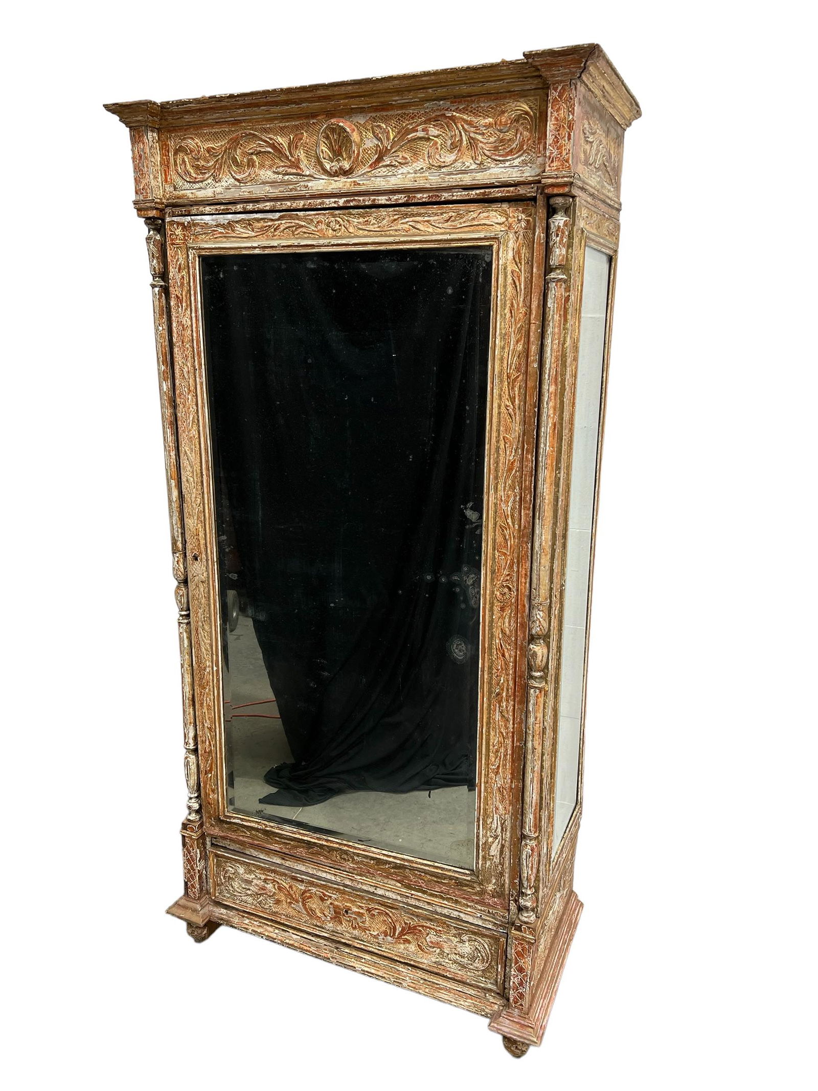 19th C. French Painted Cupboard 89"H x 44"L x  22"W (1 of 8)