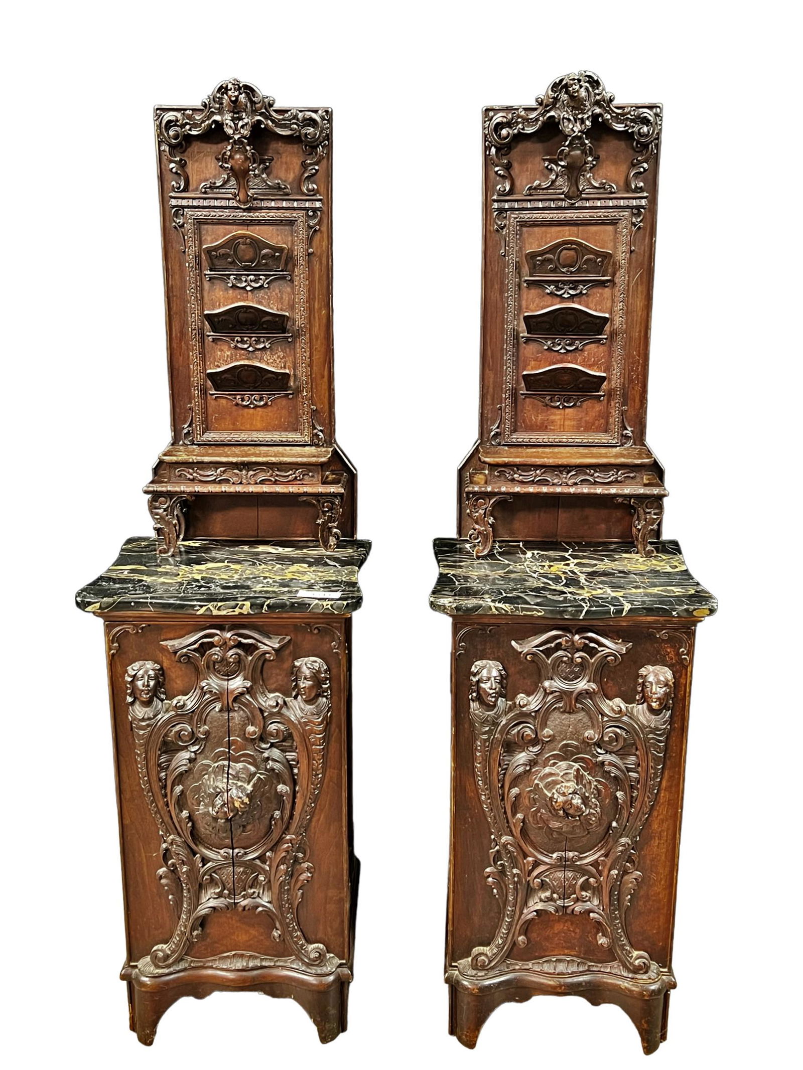 Pair of Early 19th C. Italian Carved Side Cabinets (1 of 14)