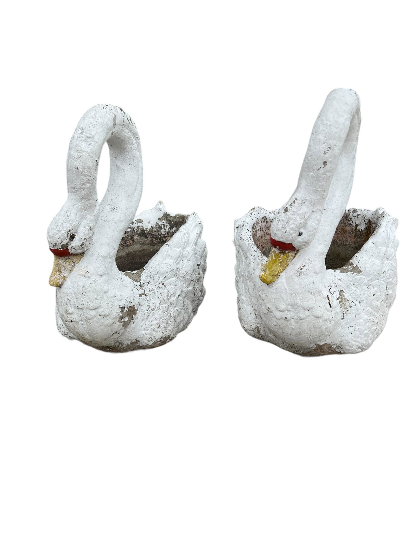 Pair of Concrete Swan Planters 22"H x 29"L x 17"W (1 of 6)