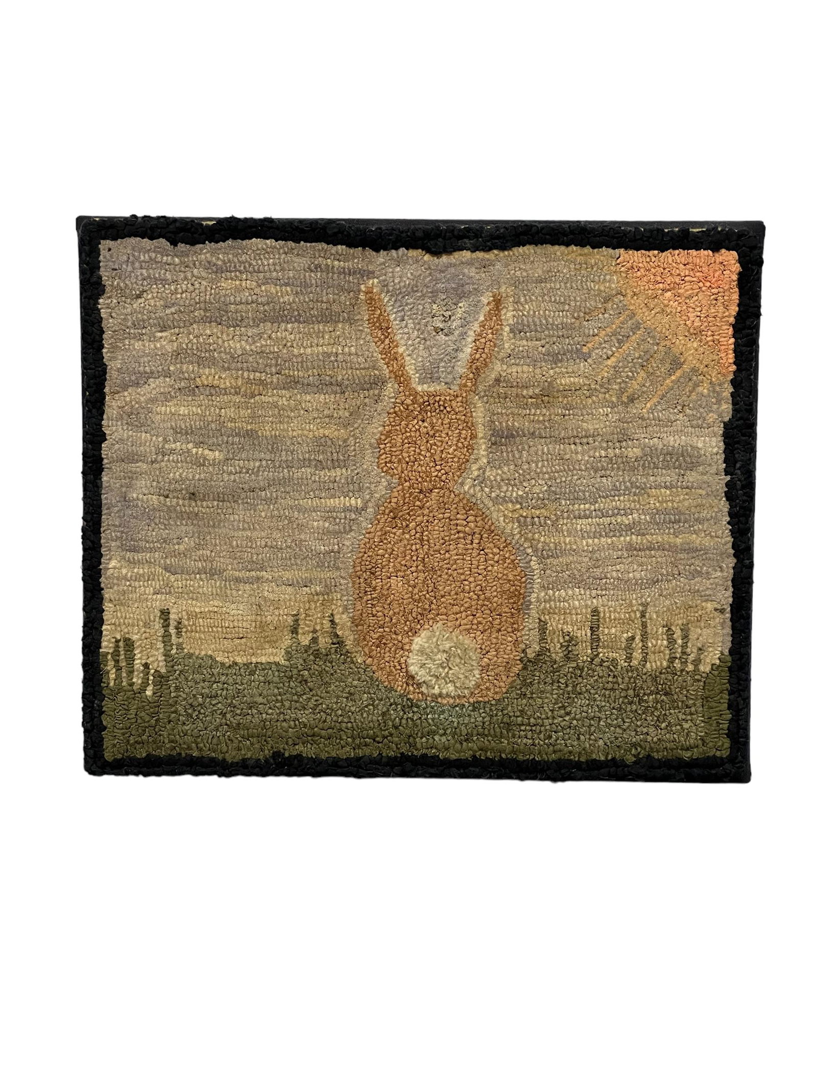 Framed Hook Rug of Rabbit 12 3/4"  x   15 1/4" (1 of 5)
