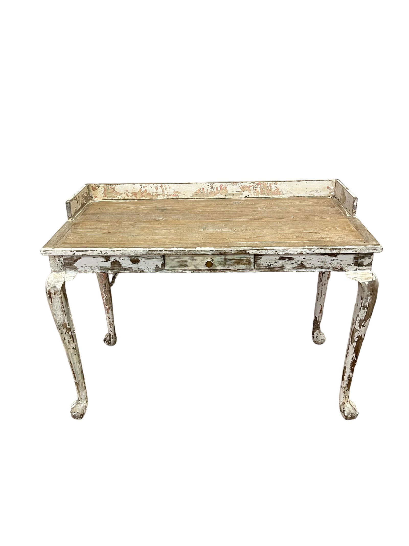 Painted Queen Anne One Drawer Desk 33 1/4"H,   46"L,   26"W(legs) (1 of 8)