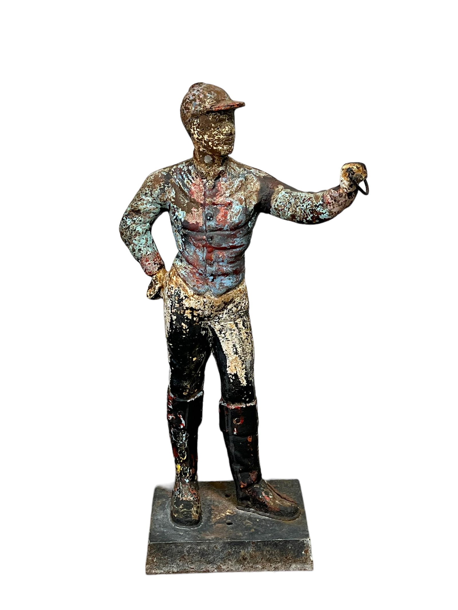 Cast Iron Lawn Jockey - Great Surface 40 1/4"H,   20 1/4" (side-side),   12 1/2" (front-back) (1 of 12)