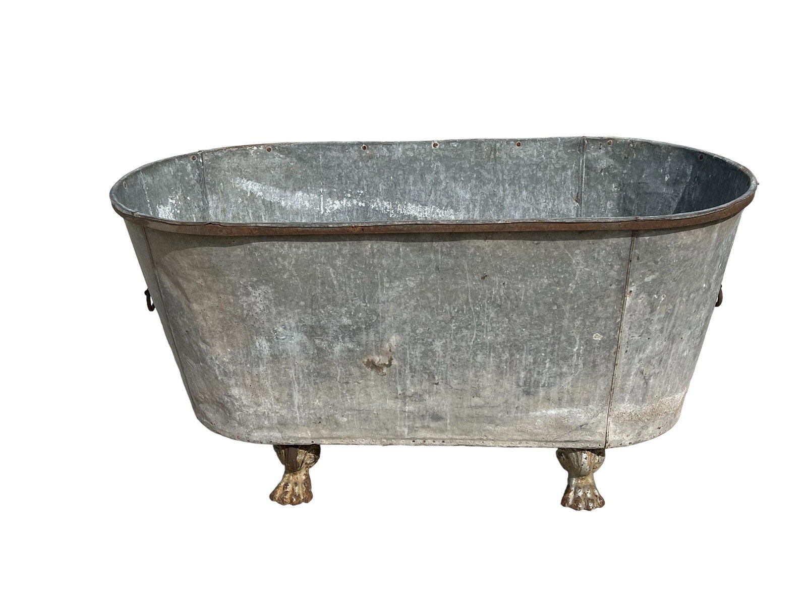 French Footed Galvanized Tub 27 5/8"H,   55"L,   27"W (1 of 7)