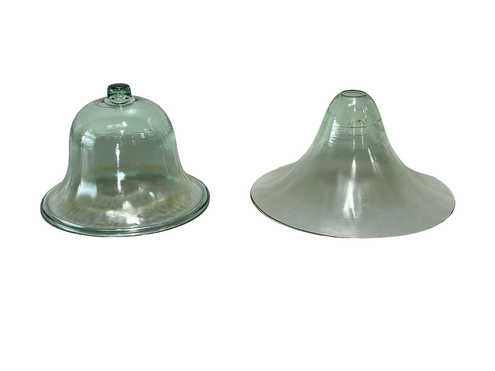 2pc. Lot of English Glass Bell Garden Cloches 10 3/4"H,   15" diam.     /      9 3/4"H,   18 1/4" (1 of 6)
