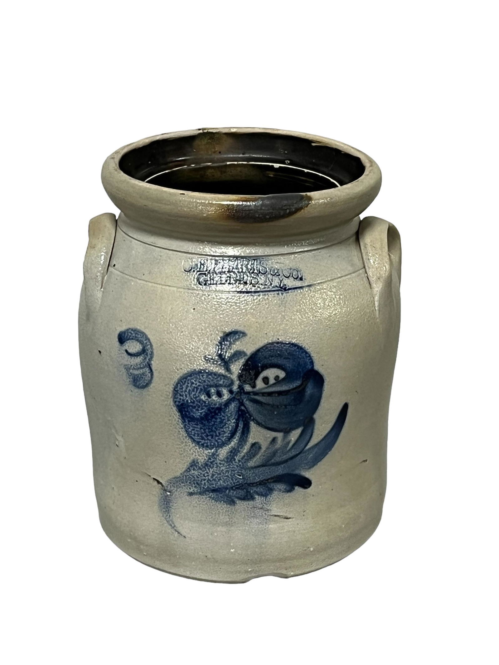New York Decorated Stoneware Crock C.E. Pharis & Co.  /  Geddes, N.Y.   /   11"H,   7 1/2" diam. (1 of 11)
