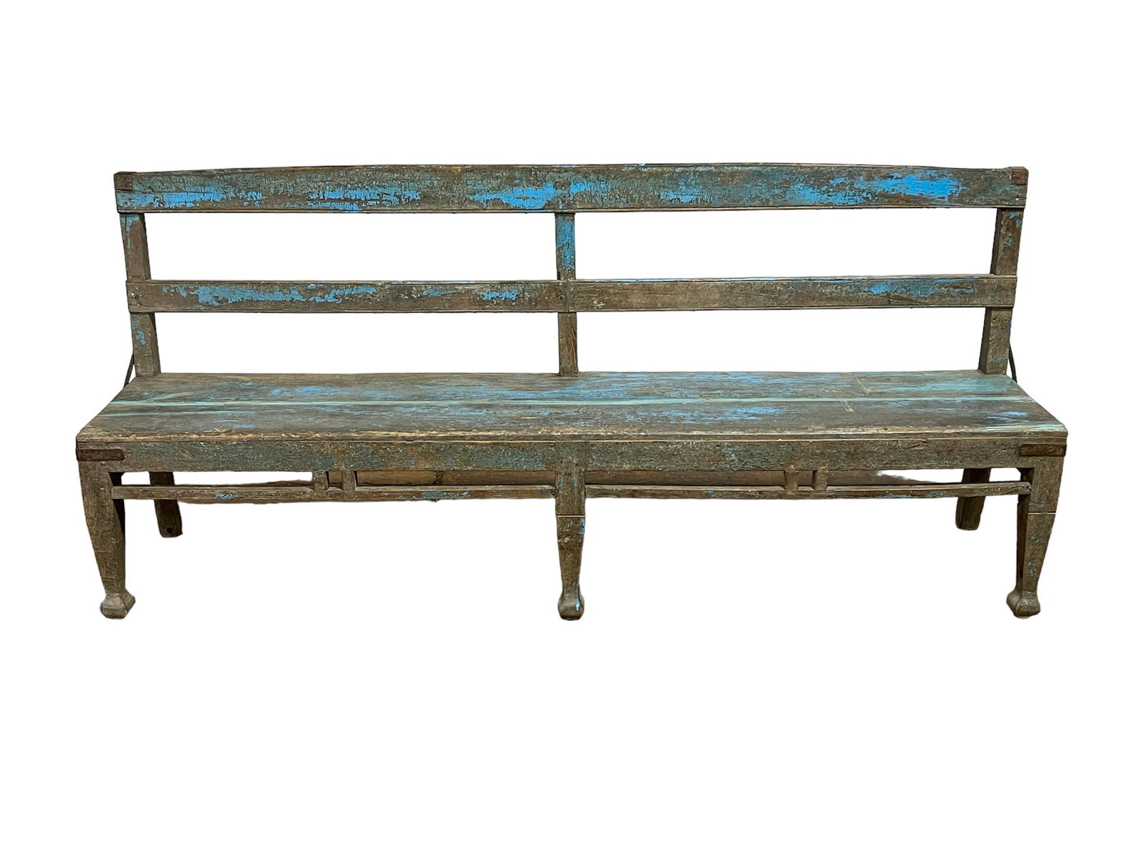 Blue Painted Country Estate Garden Bench 36 3/4"H,   81 1/4"L,   21"W   /   seat -  17 1/2"H (1 of 12)
