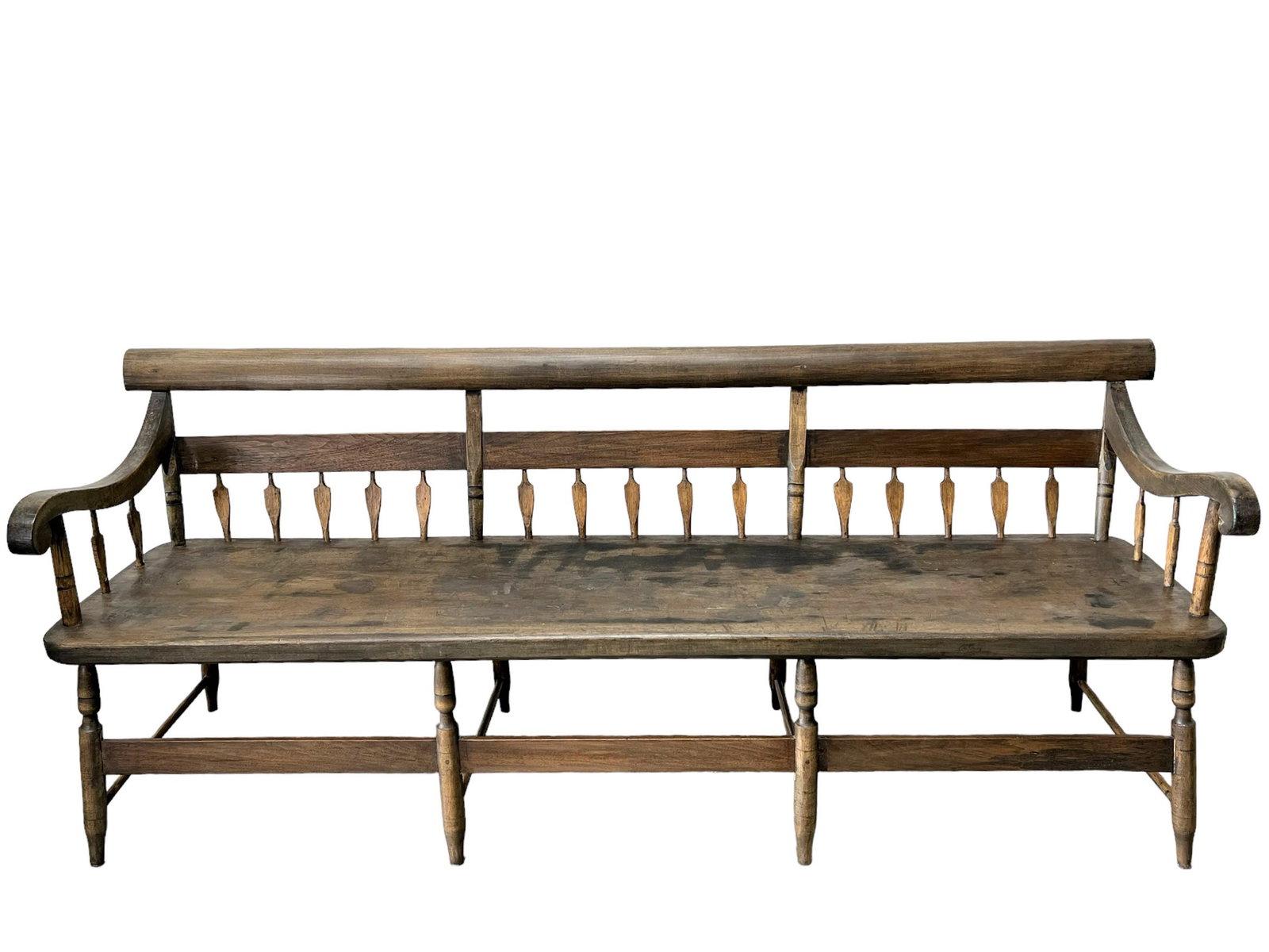 19th C. New England Settee Bench 32"H   x   80"   x   24" (1 of 4)