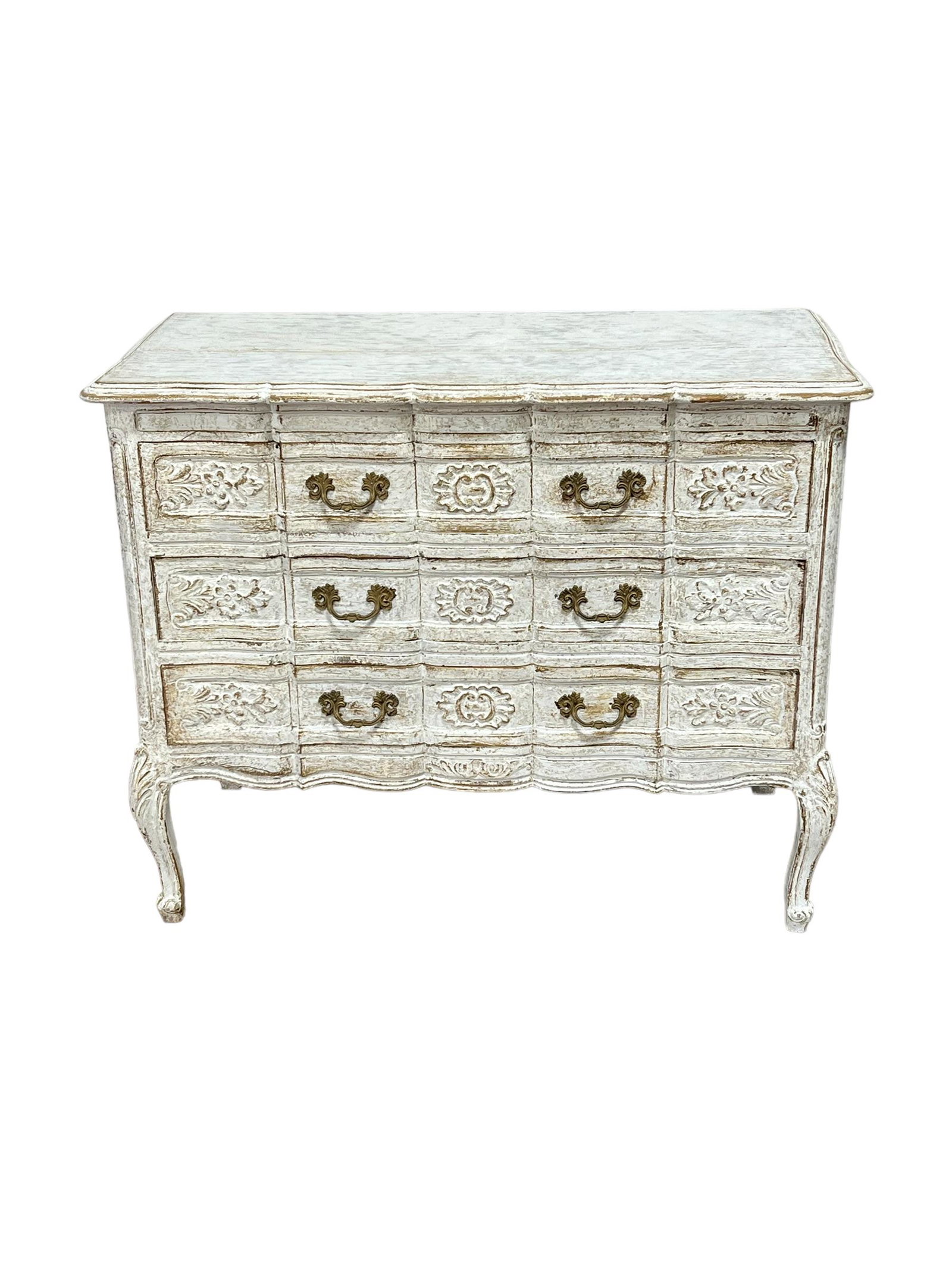 French White Painted Three Drawer Chest 31 1/2"H,   39 3/8"L,   19 1/8"W (1 of 7)