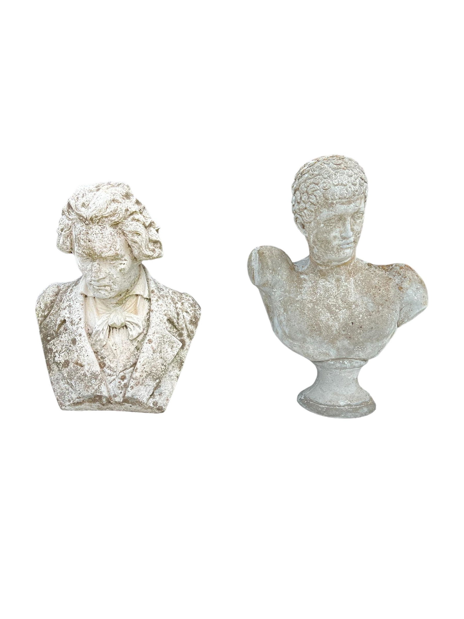 2pc. Lot of Concrete Busts 19 1/2"H,   15"  x   6"     /      17"H,   13 1/4"  x   6 3/4" (1 of 11)