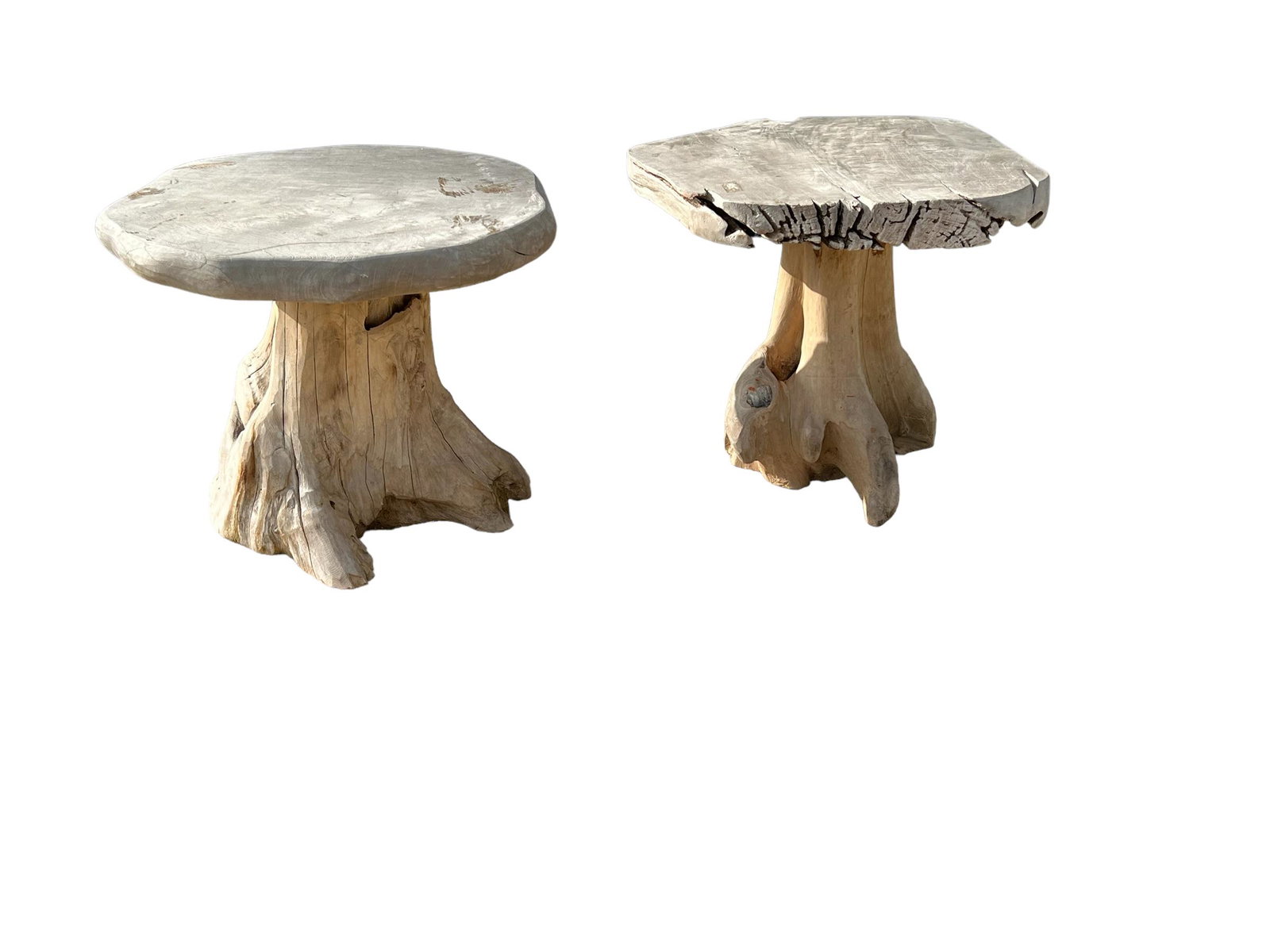 2pc. Lot of Teak Wood Side Tables 17 3/4"H,   20"  x   19 3/4"    /    17 1/2"H,   20 1/2"  x   21" (1 of 8)