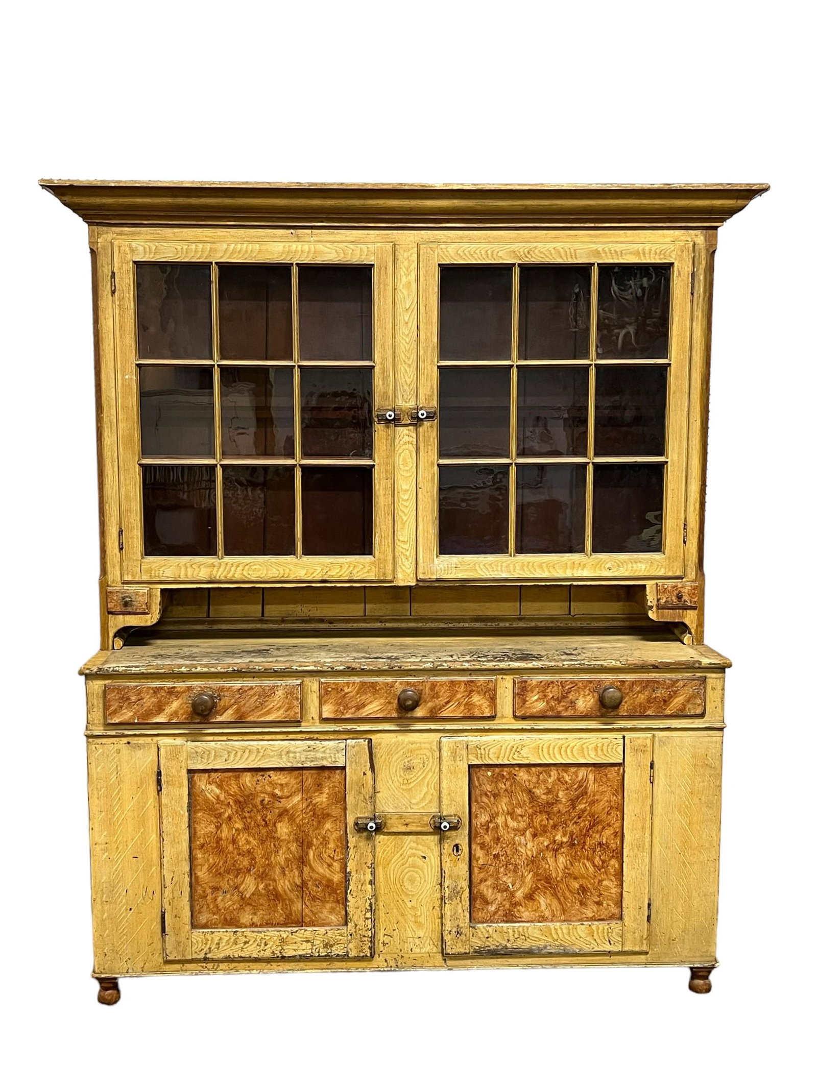 Pa. Painted Dutch Cupboard 84"H,   73 1/4"L(crown),   19"W (1 of 13)