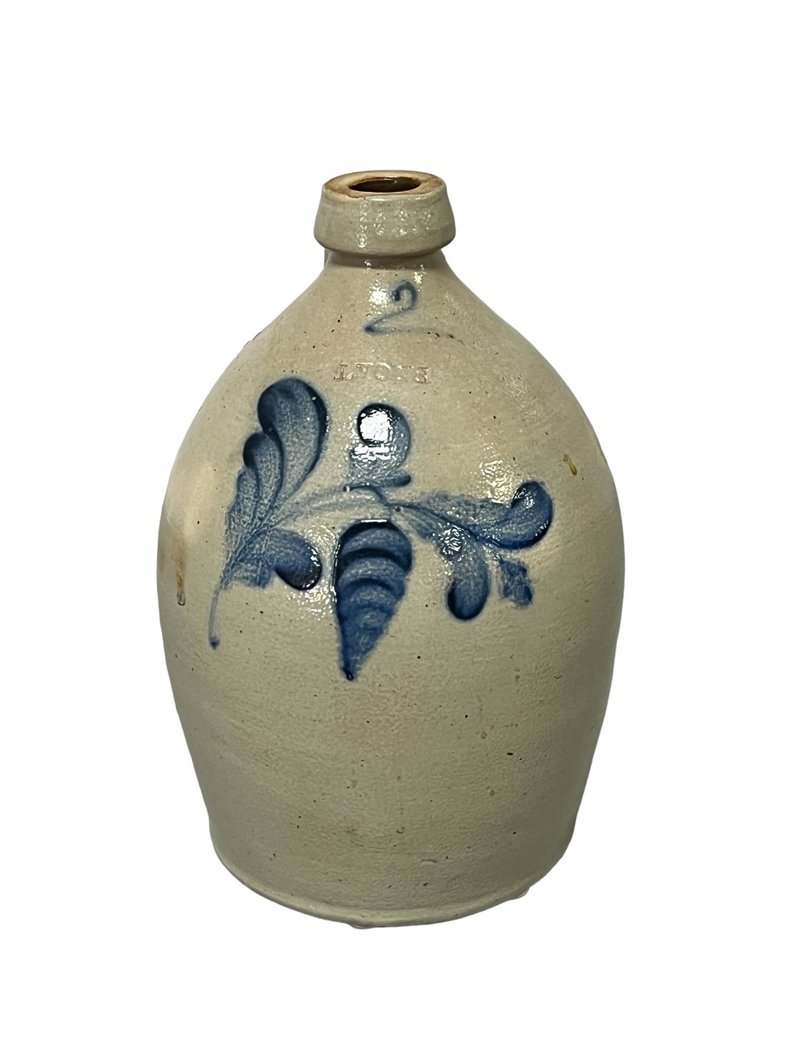 Lyons Two Gallon Decorated Stoneware Jug 13 5/8"H,   9 1/4" diam. (1 of 10)