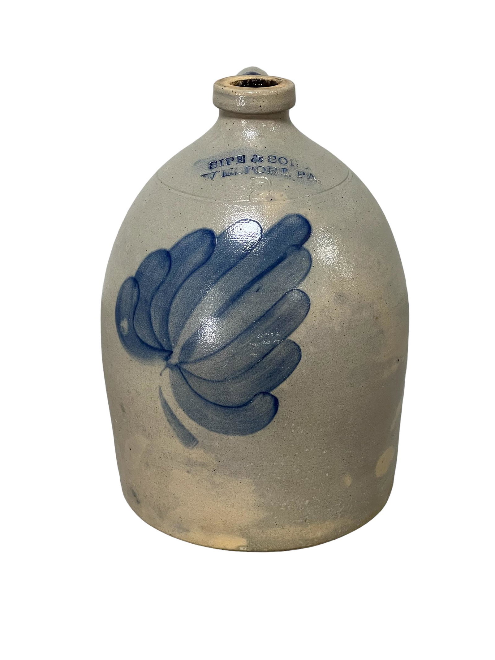 Pennsylvania Decorated Stoneware Jug Sipe & Sons  /  Williamsport, Pa.    /    2 gal.    /     13 (1 of 8)