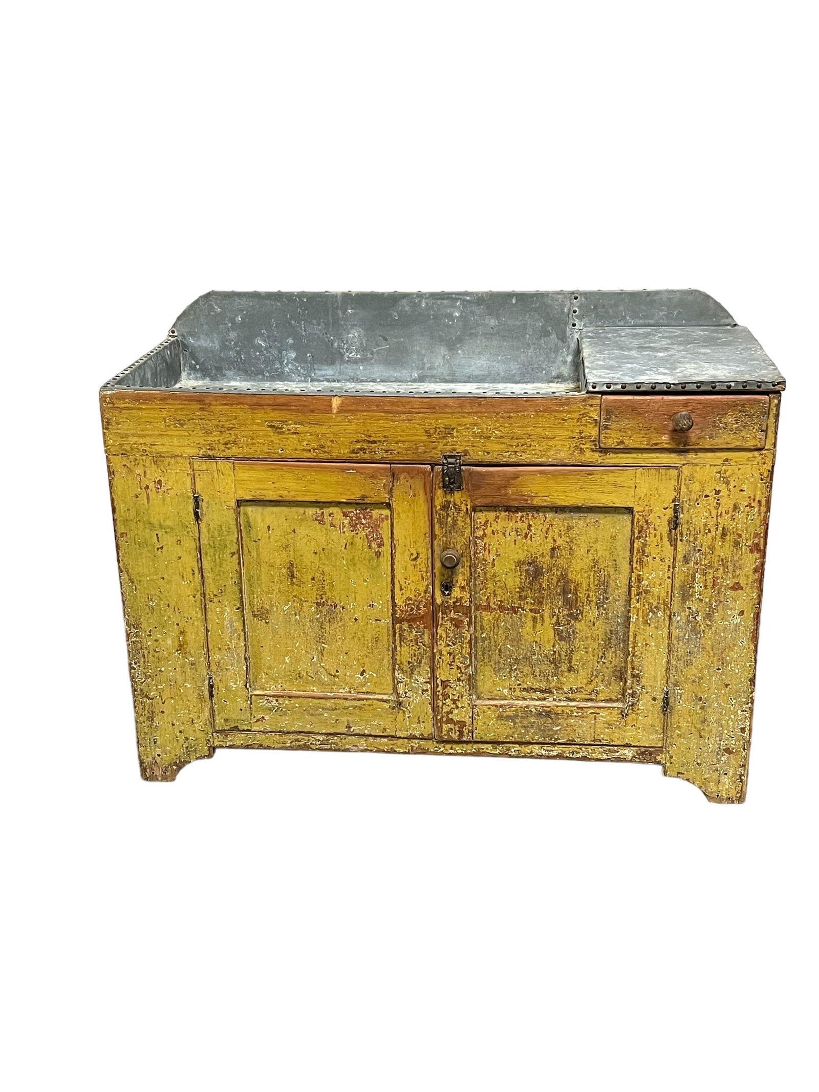 Pa. Painted Dry Sink w/ Zinc Liner 37 1/4"H,   49 3/4"  x   20 1/4" (1 of 8)