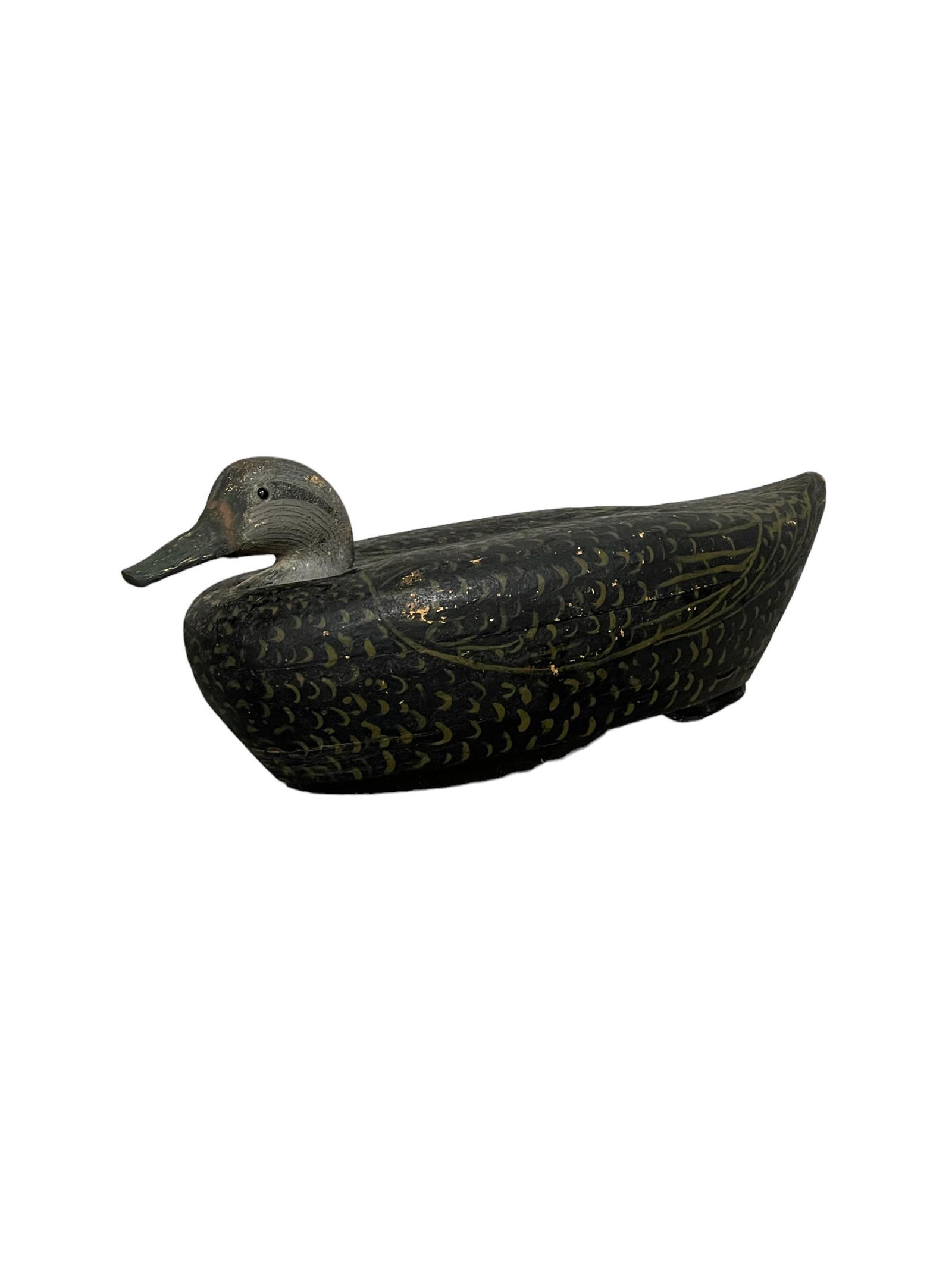 Wood / Cork Painted Duck Decoy signed -  C.A.     /      8 1/4"H,   19 1/4"  x   8 3/4" (1 of 10)