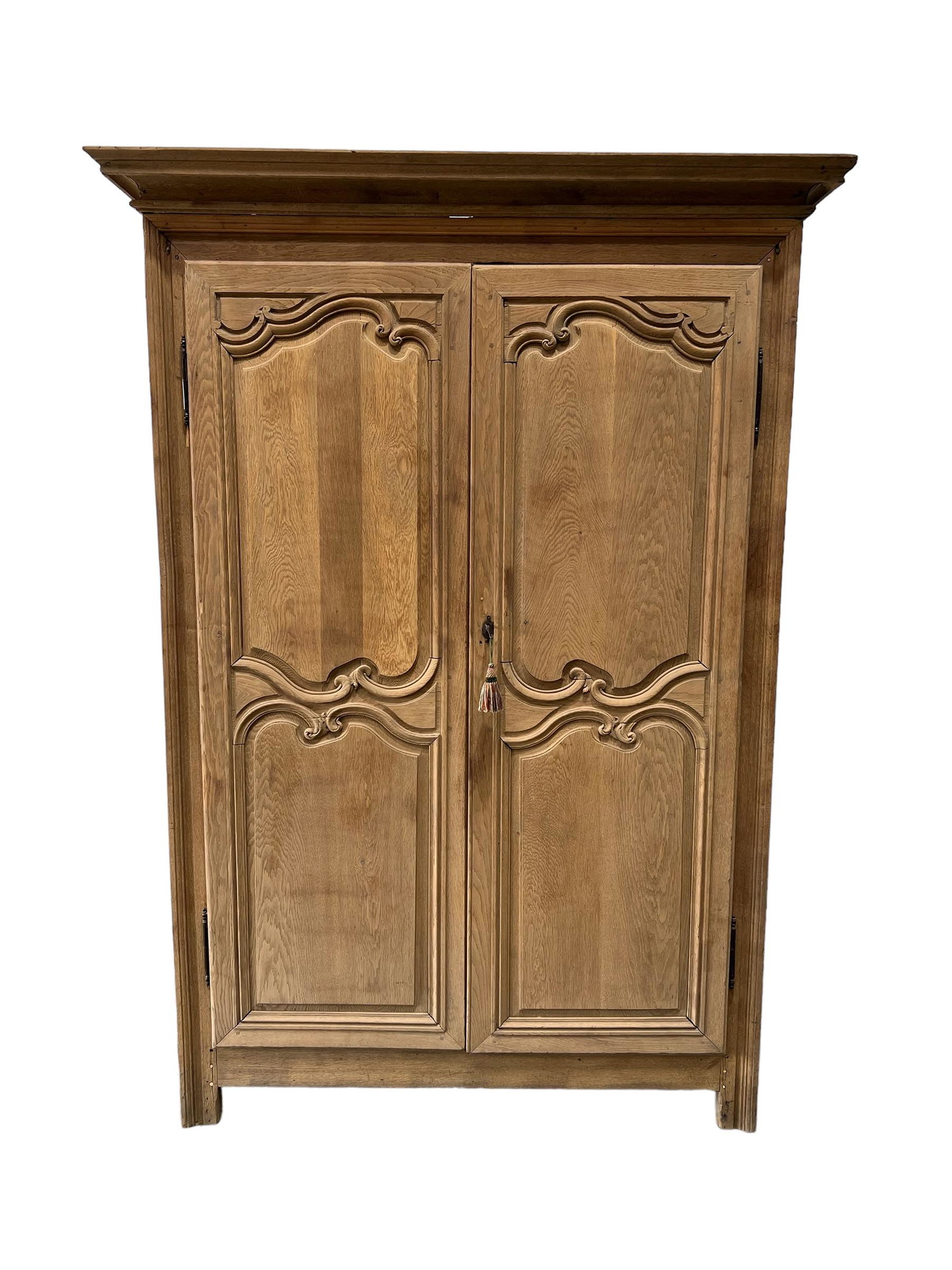 19th C. French Bleached One Piece Cupboard 90 5/8"H,   64 3/8"L(crown),   26 1/2"W (1 of 13)