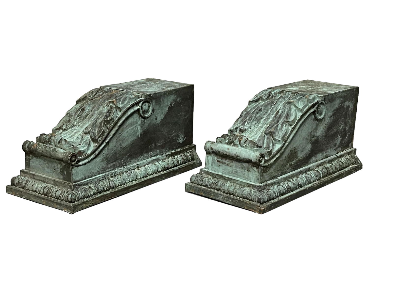 Pair of Copper Corbels 14" x 29 3/4" x 14 1/2" ea.: Pair of Copper Corbels 14" x 29 3/4" x 14 1/2" ea.