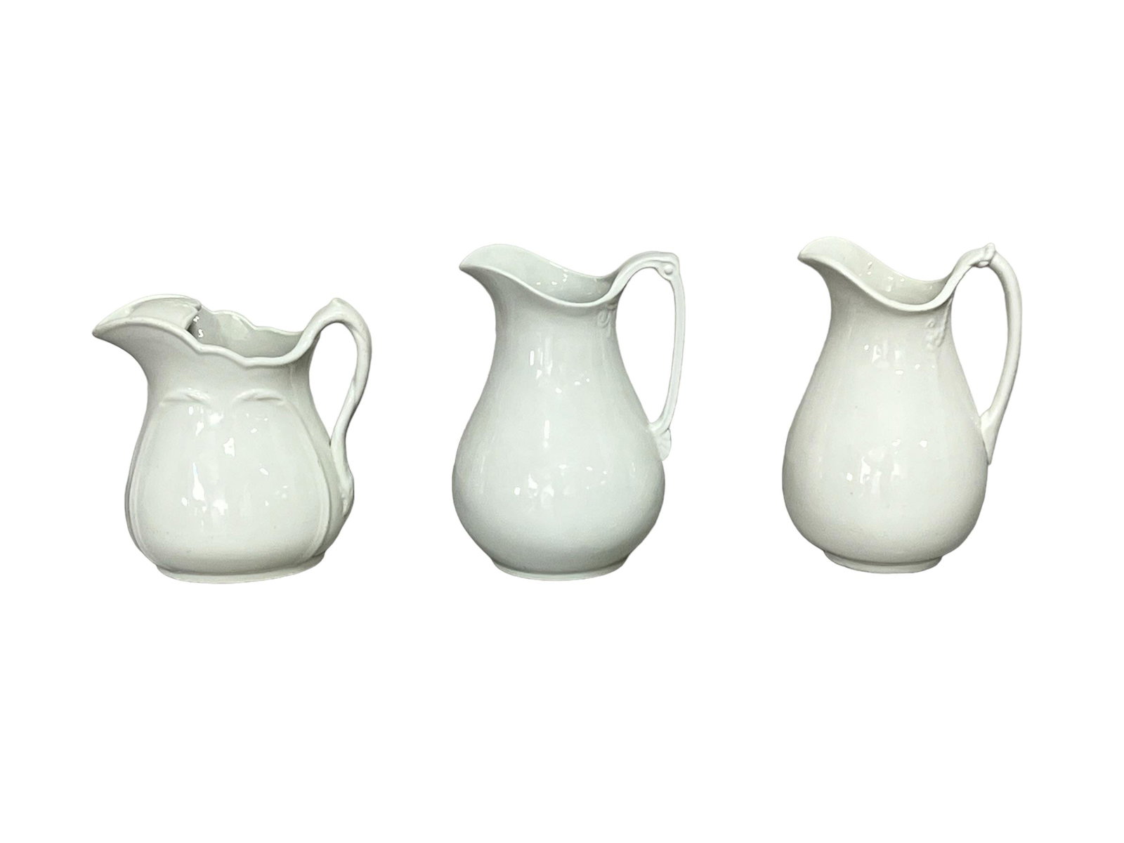 3pc. Lot of Ironstone Pitchers tallest  -   12"H (1 of 12)