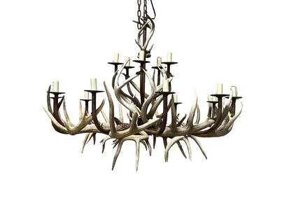 Antler Chandelier 28 1/2"H(top of fixture), 36 3/4" diam.: Antler Chandelier 28 1/2"H(top of fixture), 36 3/4" diam.