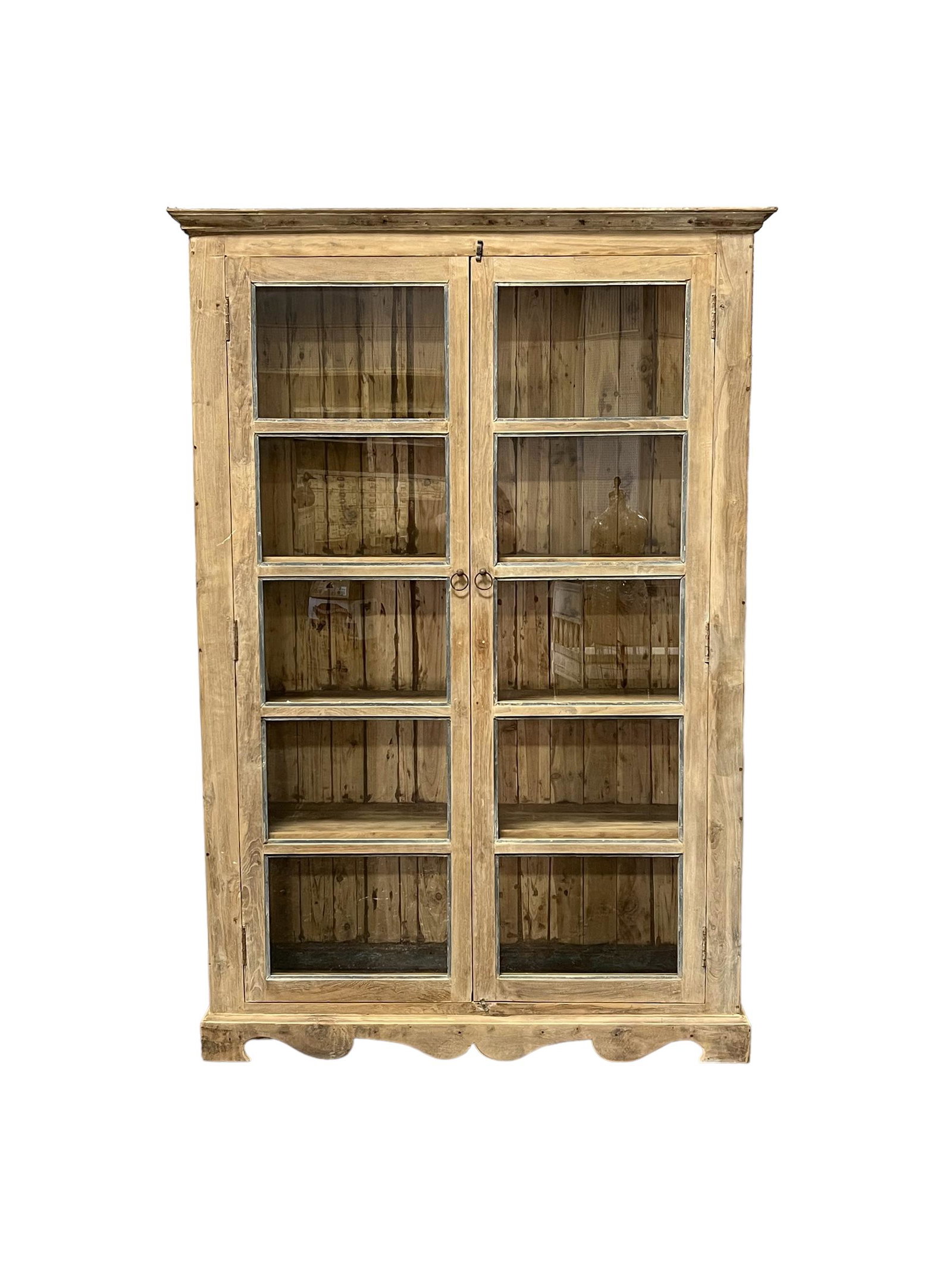 Bleached One Piece Store Display Cupboard 86 1/2"H,   58 1/2"L(crown),   17 5/8"W(crown) (1 of 10)