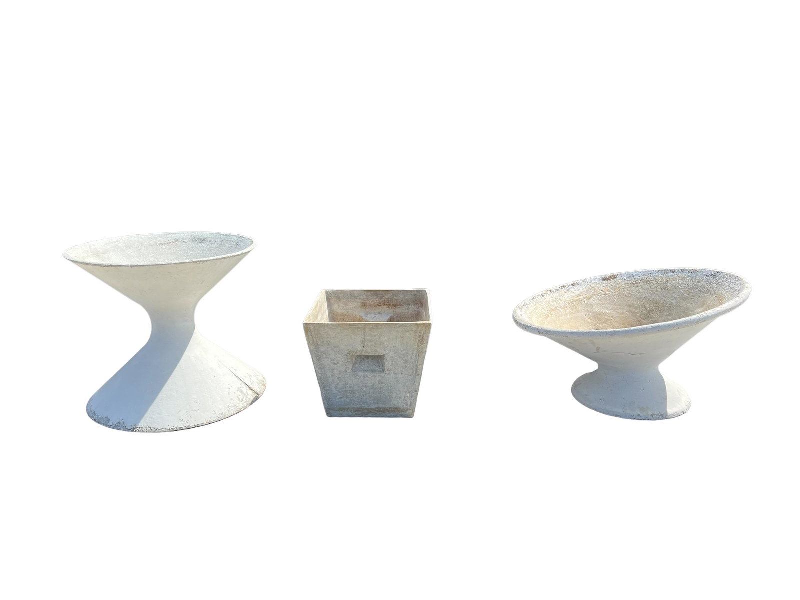 3pc. Lot of Willy Guhl Planters 14 1/4"H,   25 1/4" diam.   /   11 3/4"H,   13 5/8"  x   13 5/8" (1 of 7)