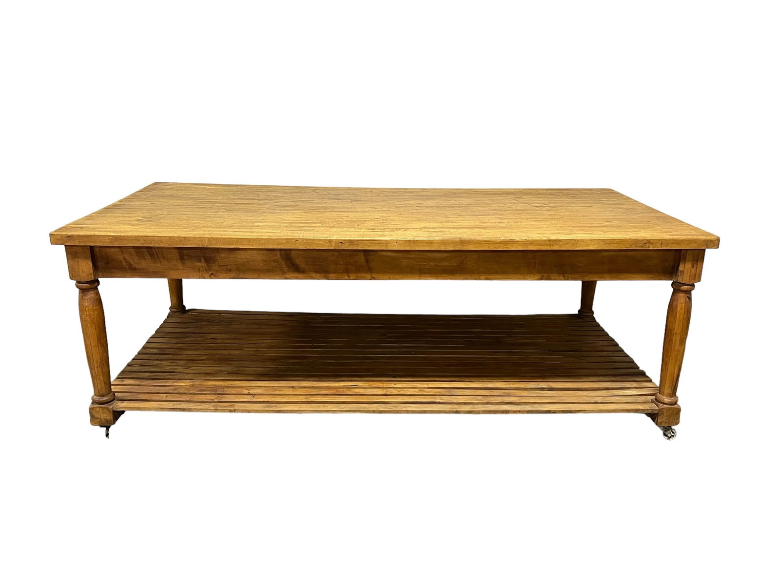 Bakery Warehouse Work Table w Butcher Block Top 33 3/4"H,   96 1/8"L,   48"W (1 of 8)