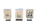 3pc. Lot of Carved Stone Fragments on Stands tallest - 16 1/4"H, 11" x 6 1/4"