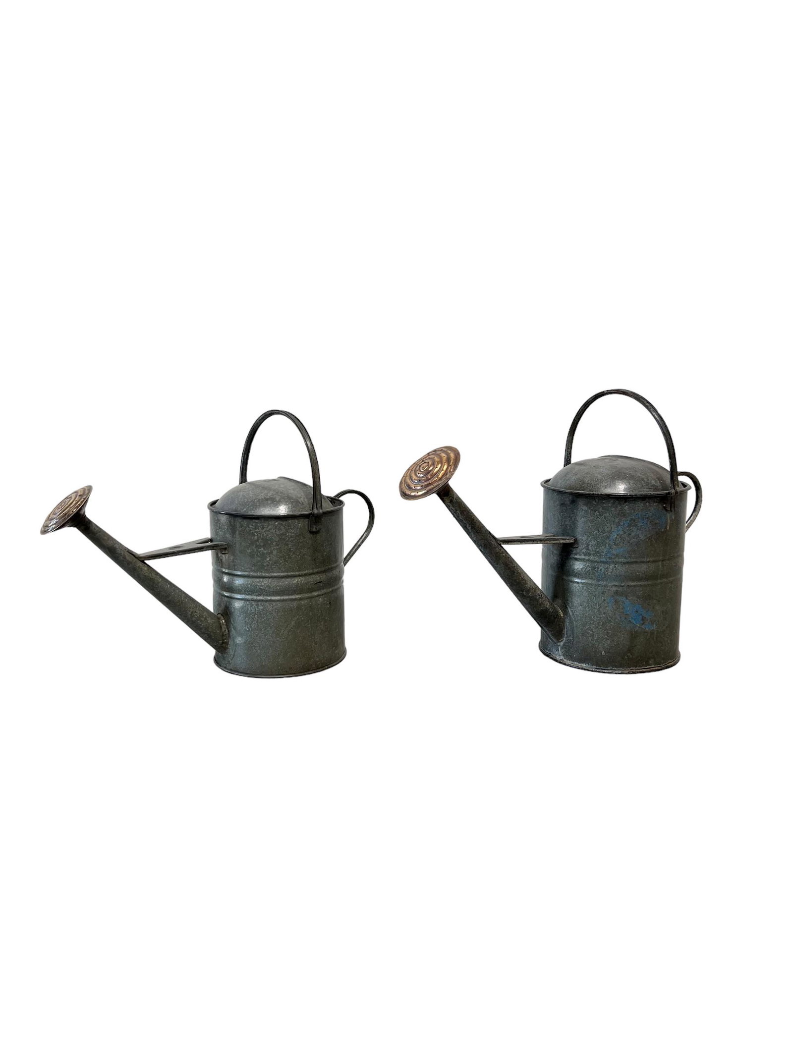 2pc. Lot Of English Galvanized Watering Cans 16 3/4"H   x   22 1/2"   x   9 1/4"   / 17 3/4"H   x (1 of 8)