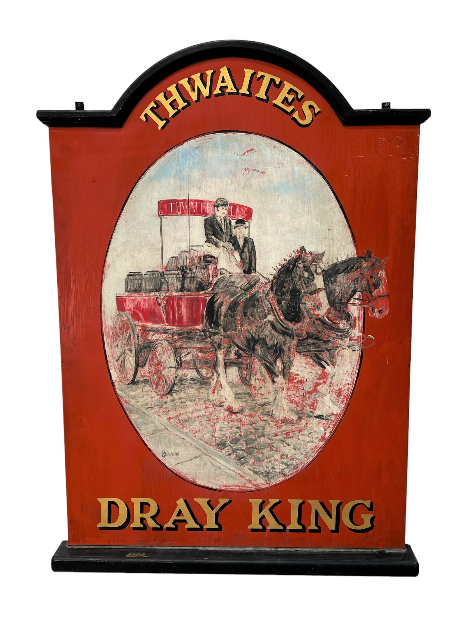 Thwaties Dray King Pub Sign - fiberglass 62"H x 44" x 4 1/4": Thwaties Dray King Pub Sign - fiberglass 62"H x 44" x 4 1/4"