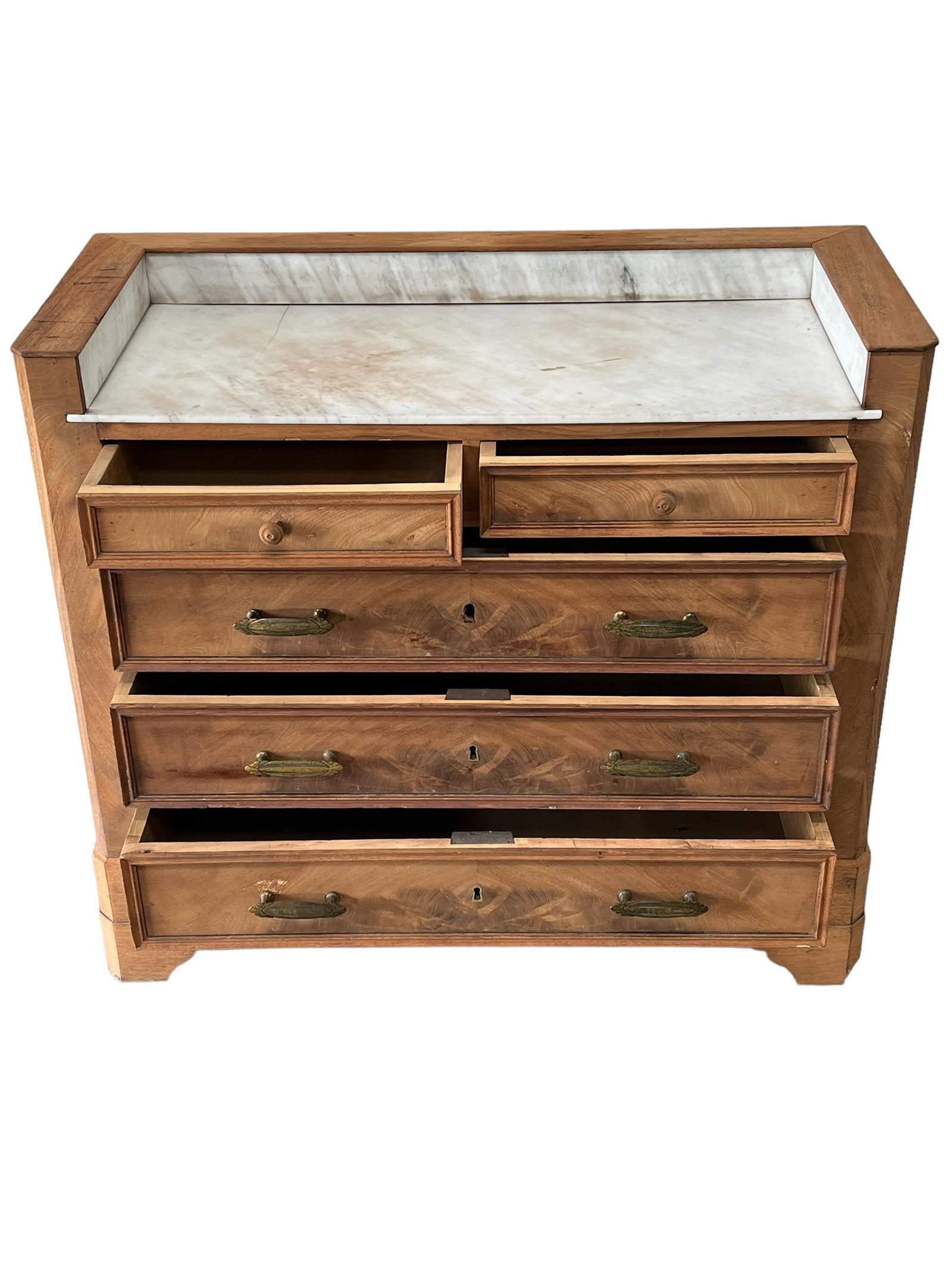 French Bleached Marble Top Server w/ Drawers 36 1/2"H x 40 3/4" x 18 1/4": French Bleached Marble Top Server w/ Drawers 36 1/2"H x 40 3/4" x 18 1/4"