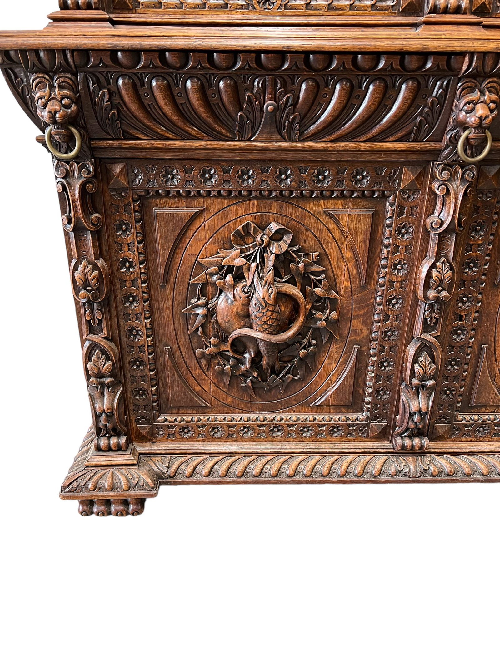 19th C. French Carved Two Piece Bookcase 111 3/4"H (9 ft. 3 3/4 in.),   66"L(crown),   22"W (1 of 20)