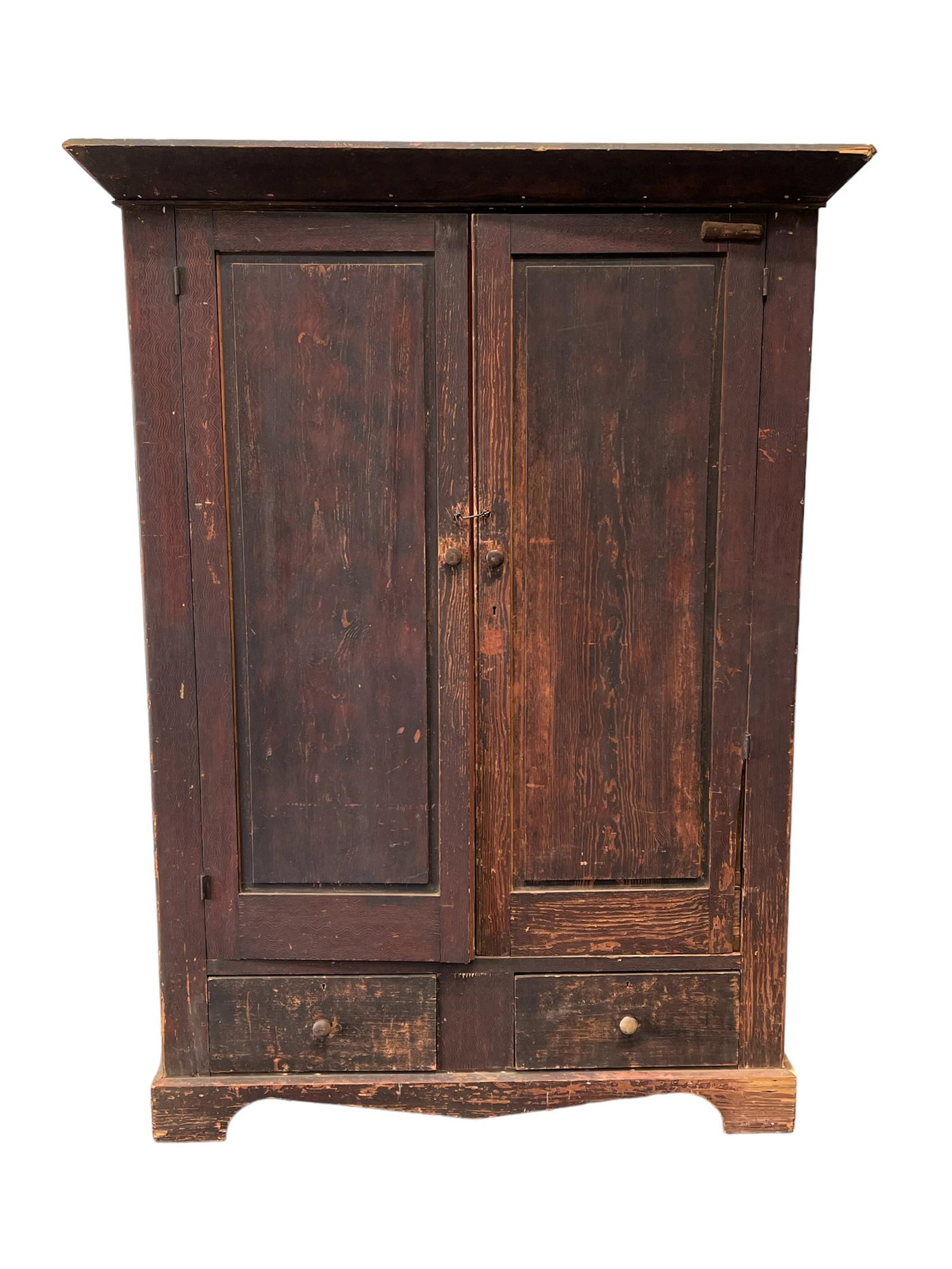 Early Texas Two Door Storage Cupboard 78 3/4"H,   58"L(crown),   24 1/8"W(crown) (1 of 20)