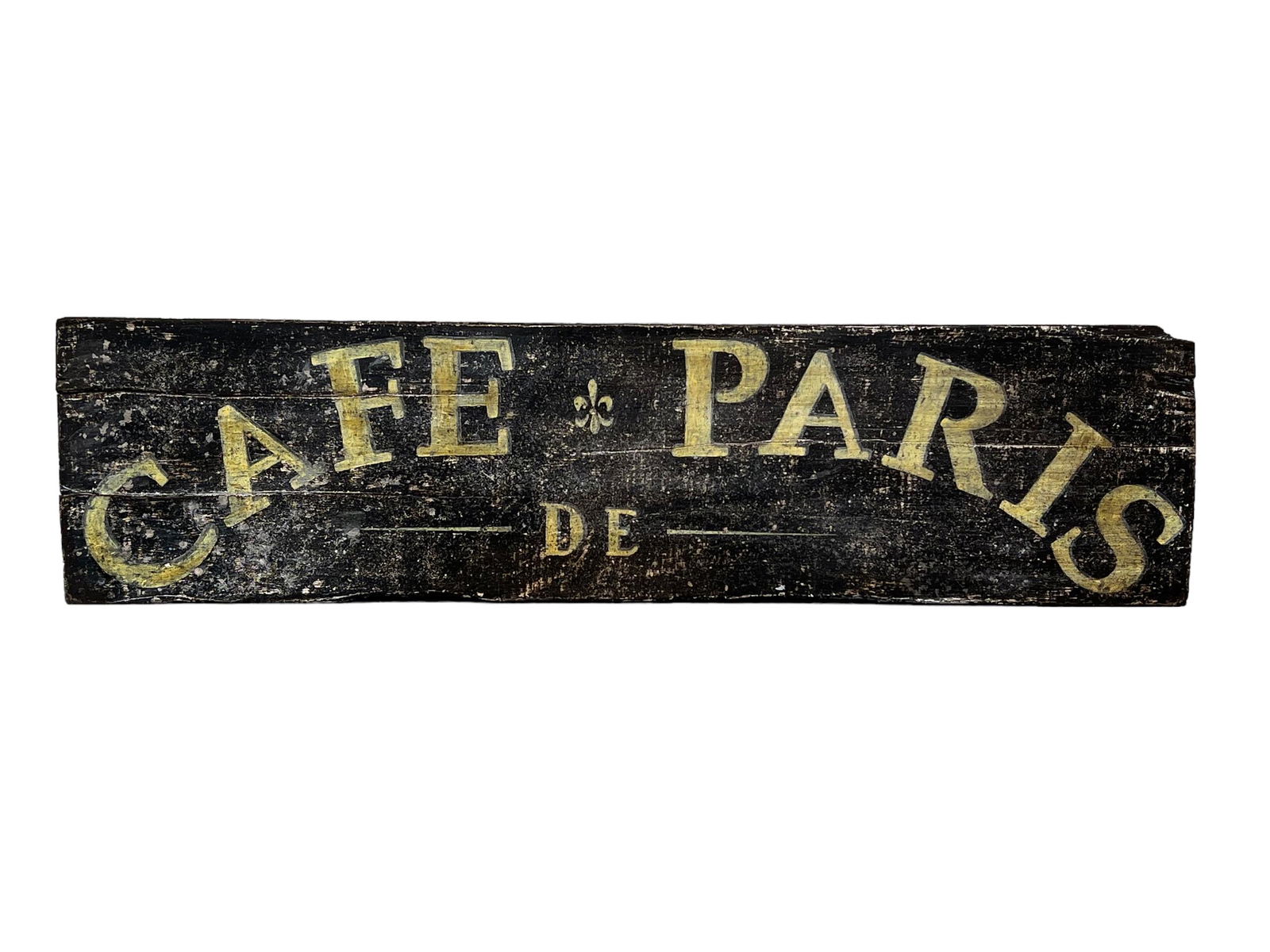 Vintage Cafe De Paris Sign  -    wood 19 3/8"  x   76 1/2" (1 of 8)