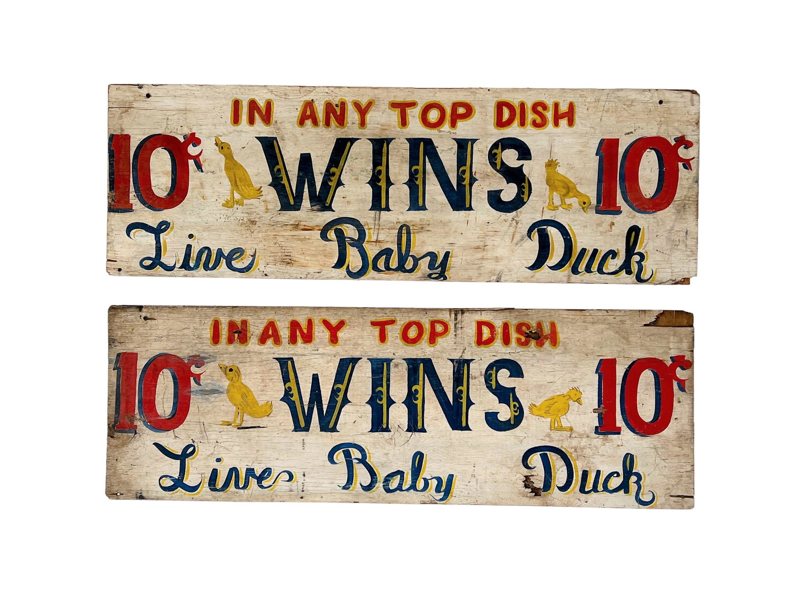 Pair of Carnival Game Signs   -   wood 16"  x   47 7/8"    /    15 7/8"  x   48 1/8" (1 of 6)