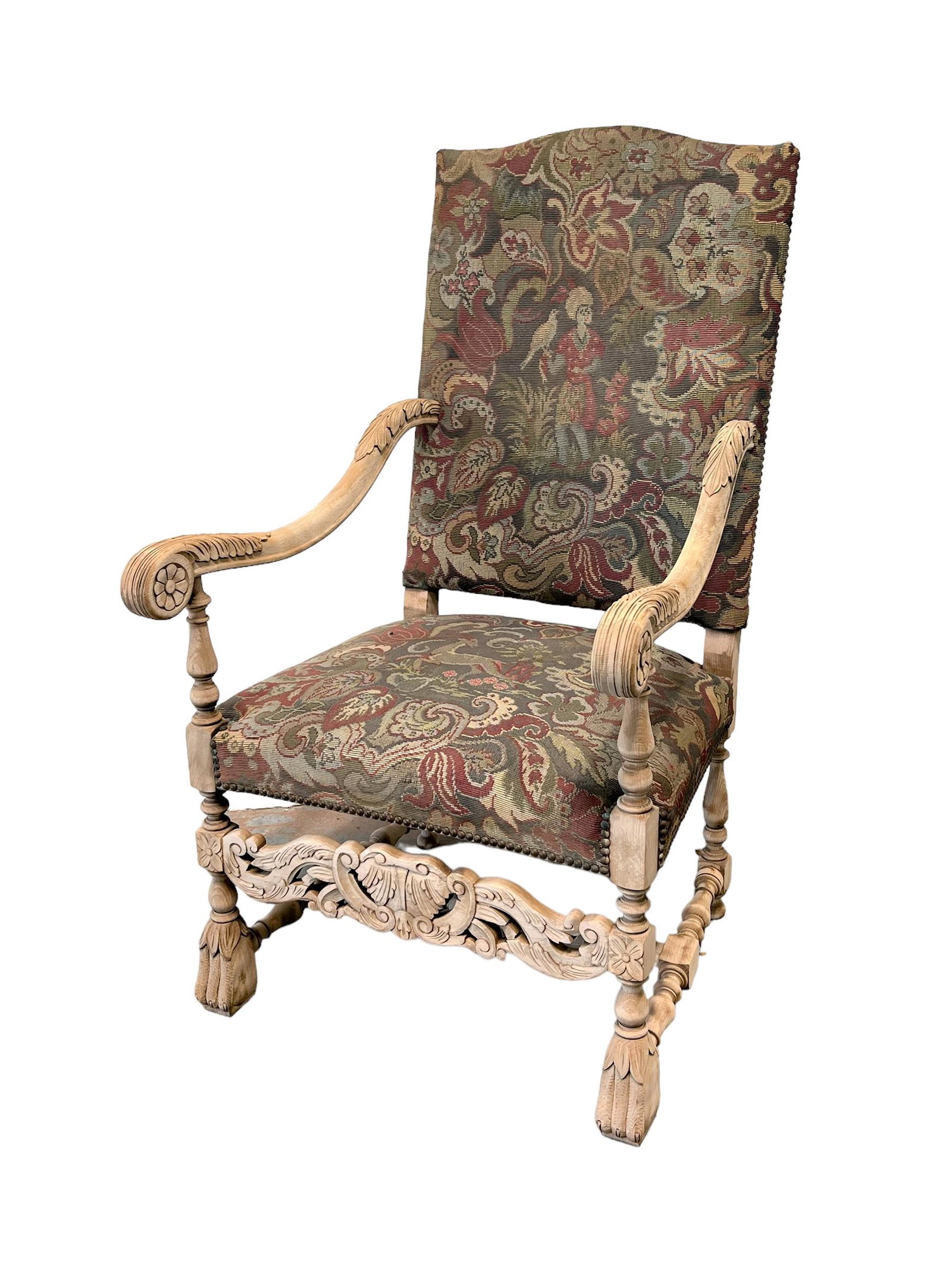French Needlepoint Arm Chair 46 1/4"H,   27" (side-side),   31 1/2" (front-back)  /  seat - 18 1/2"H (1 of 18)