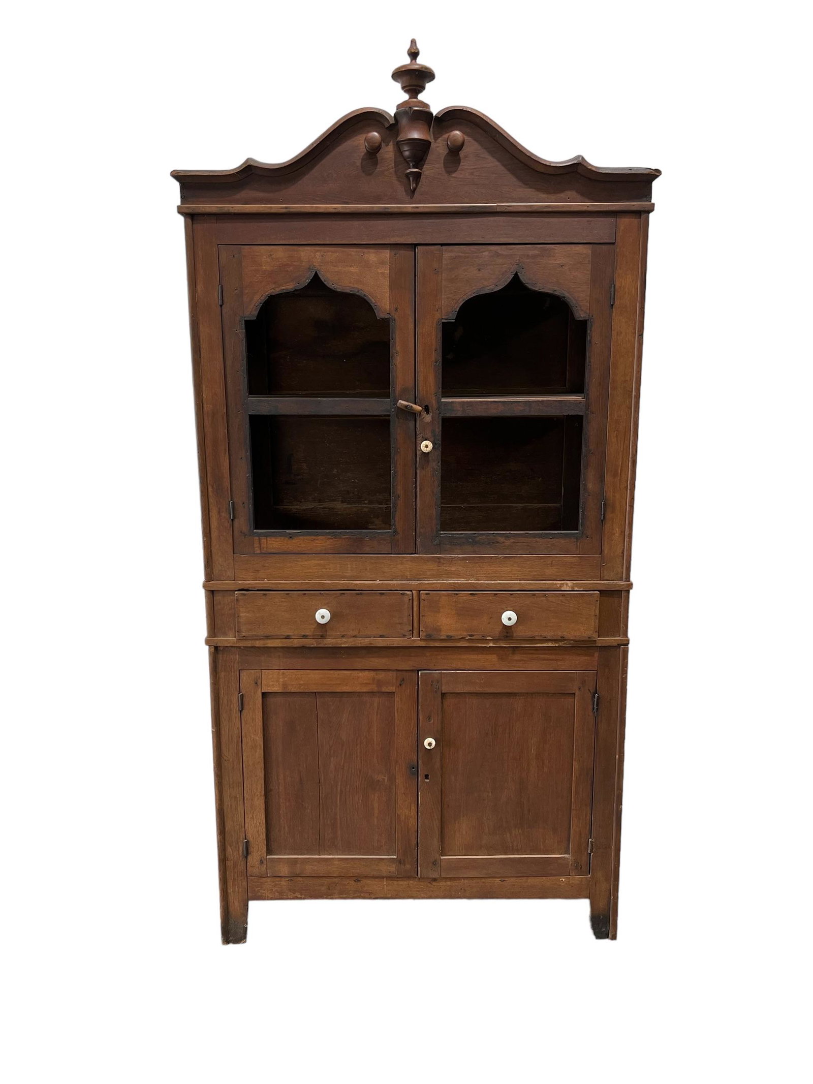 Texas Walnut Two Piece Pie Safe 88"H   x   43 1/2"   x   20 1/2" (1 of 10)
