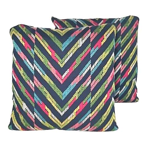 Pair of Chevron Stitched Down Pillows: Pair of Chevron Stitched Down Pillows 18" x 20"