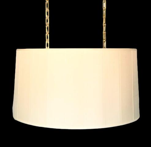 Visual Comfort Perfect Pleaat Oval: Visual Comfort Perfect Pleaat Oval hanging light. Includes chains and bracket. 36" x 19+" tall. Chain is 74" long