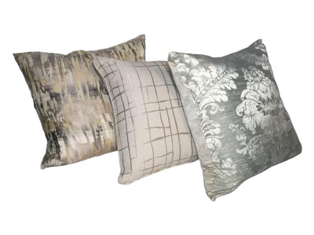 Three Decorative Pillows in Cream & Silver (1 of 4)
