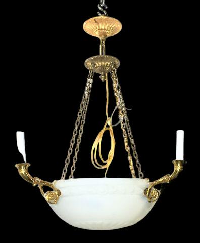Brass & Alabaster 8 Light Chandelier (1 of 2)