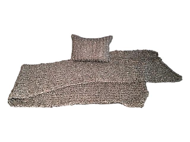 Crochet Ribbon Throw & Pillow: Crochet Ribbon Throw & Pillow Feather filled. 20" x 13"