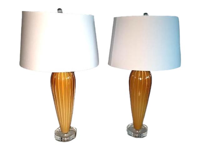 Global Views Teardrop Amber Ribbed Lamp (1 of 4)