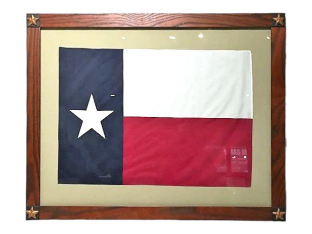 Texas Flag Hankie in Wood Frame with Star (1 of 3)