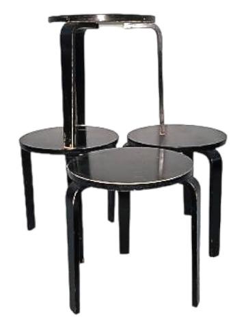 Painted Wood Stackable Tables: Painted Wood Stackable Tables need refinished. Lot of 4. 15